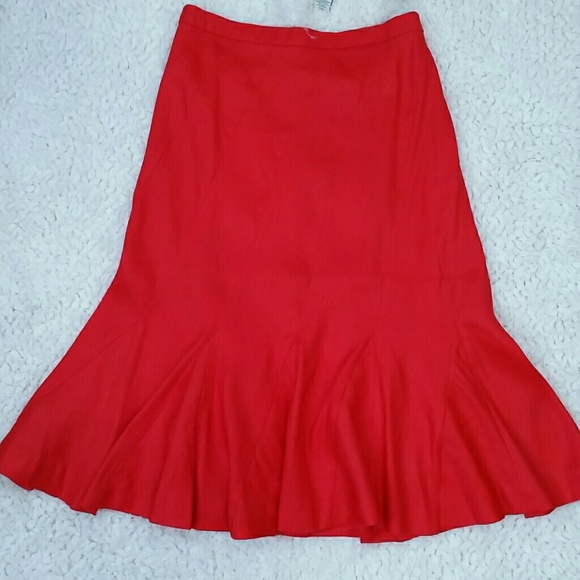 J. Crew  Fluted Skirt in Stretch linen red size 2 - Picture 2 of 8